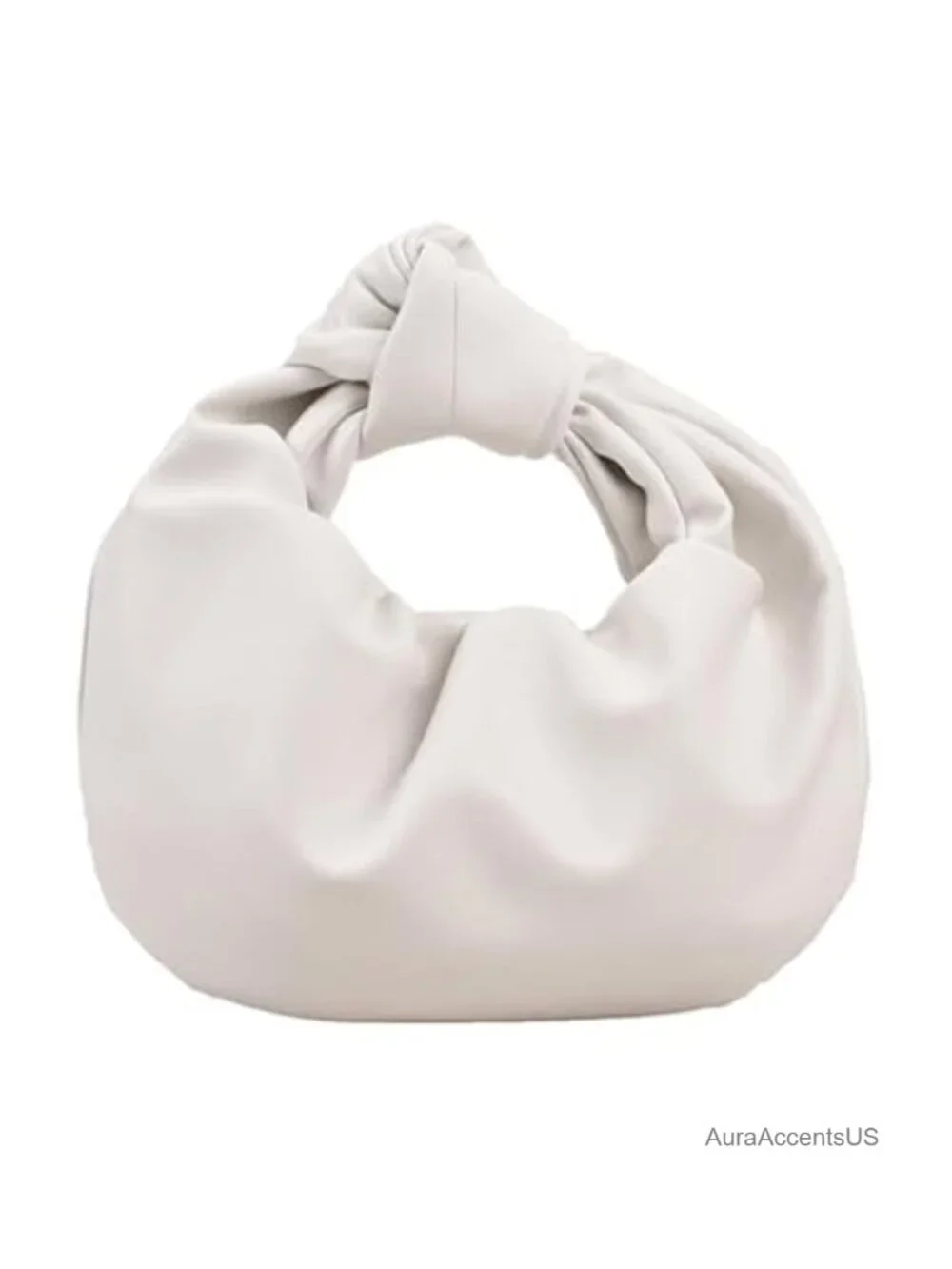 Wrinkled PU Leather Cloud Shape Knotted Hobo Handbag Y2K Dumpling Clutch Purse
